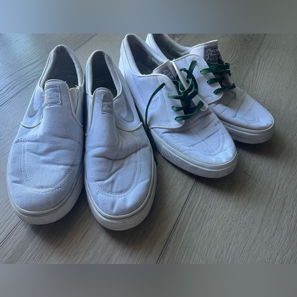 Nike SB Janoski’s White Canvas Slip-On and Lace-Up Men Shoes both size 11 2for1 - Picture 1 of 8